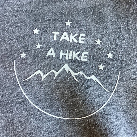 "Take A Hike" Graphic Hoodie Women's M Gray Thumbhole Long Sleeves 157P - Picture 6 of 7